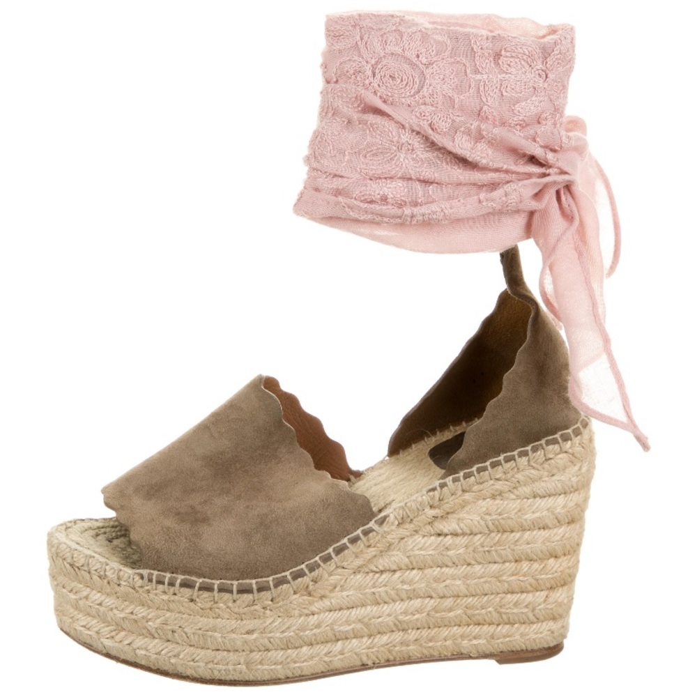 Chloe Scalloped Suede Lauren Espadrilles